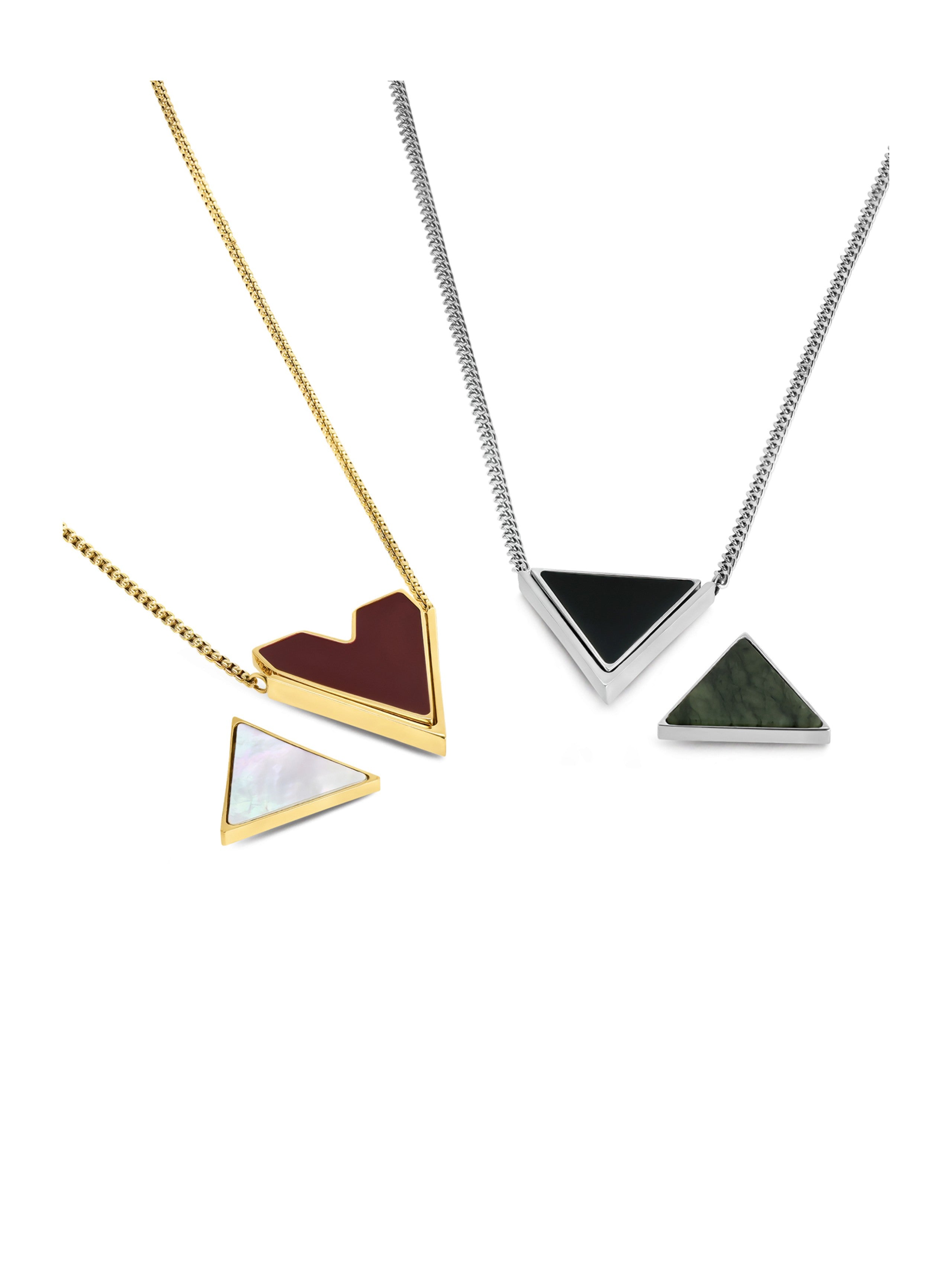 Ana Joalheiros - Colares Dourados - Colar Dourado One Set Colares One Magnetic Bond OJSET20G Triangulo