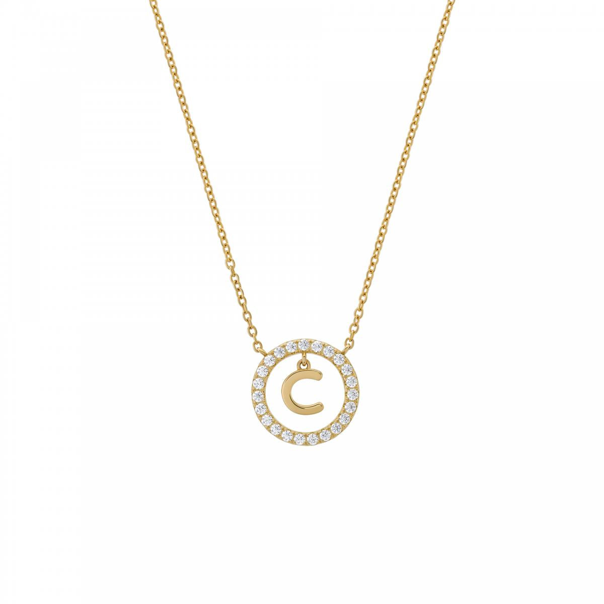 Ana Joalheiros - Colares com Letras - Colar dourado em prata com a Letra C