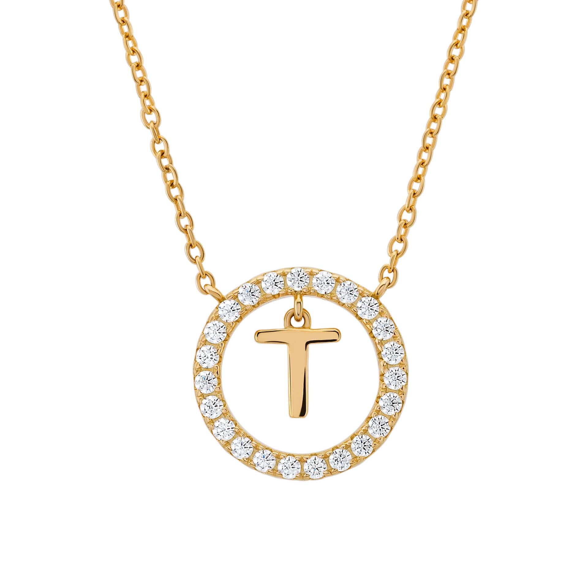 Ana Joalheiros - Colares com Letras - Colar dourado em prata com a Letra T