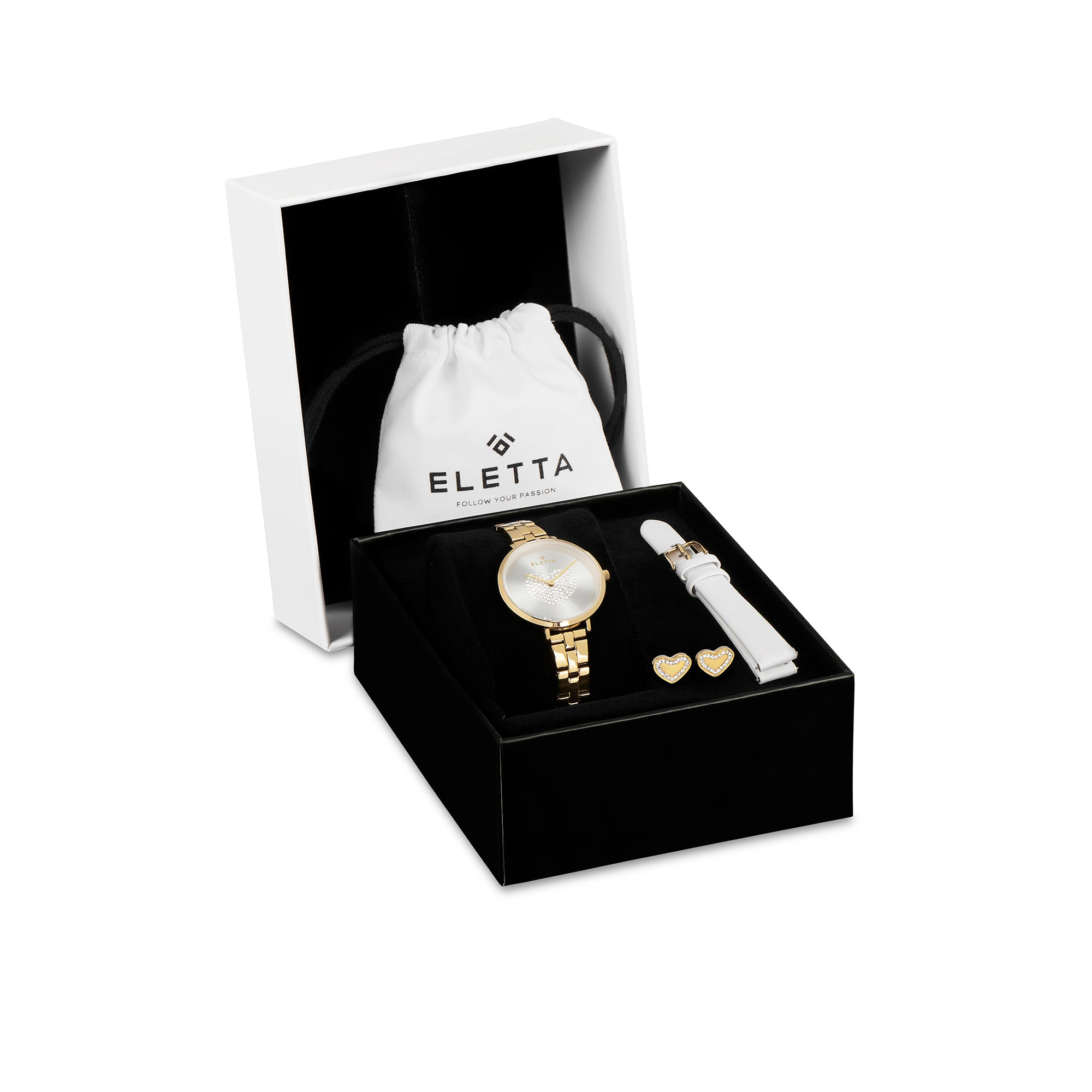 Box Relógio Eletta Hearts Gold
