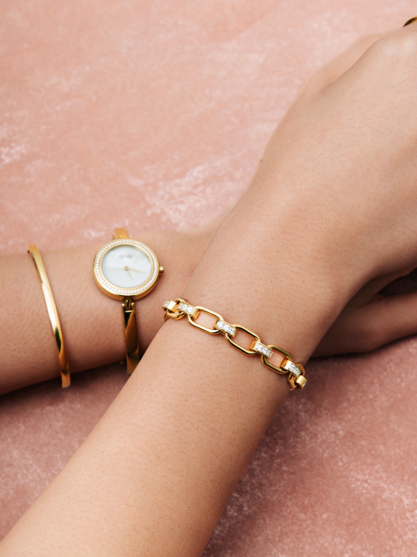 Pulseira One Senhora Chess Crystal Gold