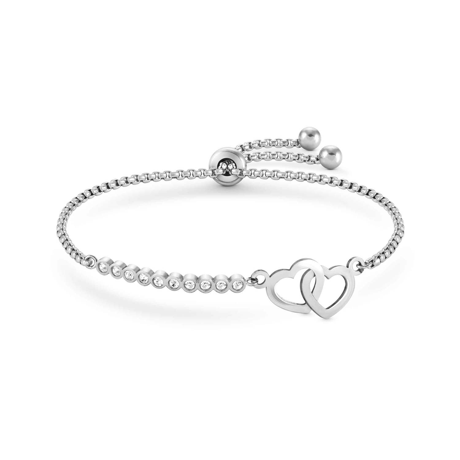 Ana Joalheiros - Nomination pulseiras - Pulseira aço inoxidavel com coração duplo Milleluci