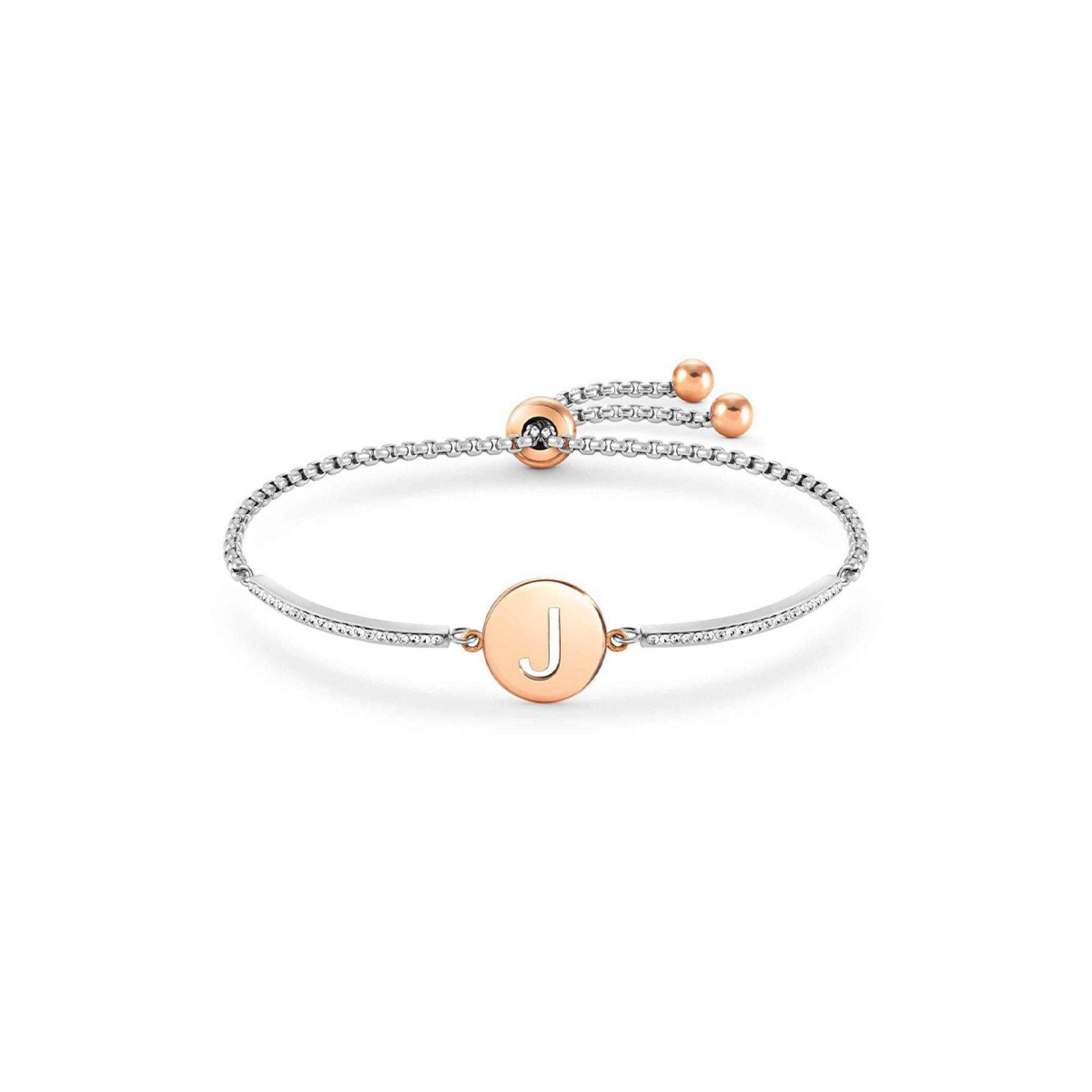 Ana Joalheiros - Pulseiras com iniciais - Pulseira Nonimation em aço inox com letra J Milleluci