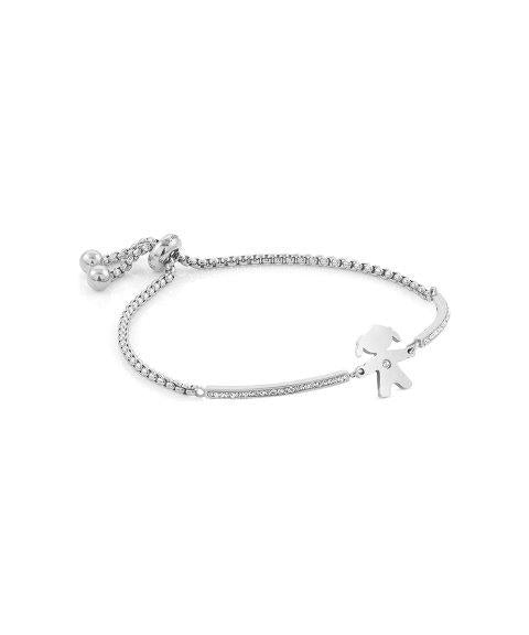 Ana Joalheiros - Nomination pulseiras - Pulseira aço inoxidavel com menina e zircónias Milleluci