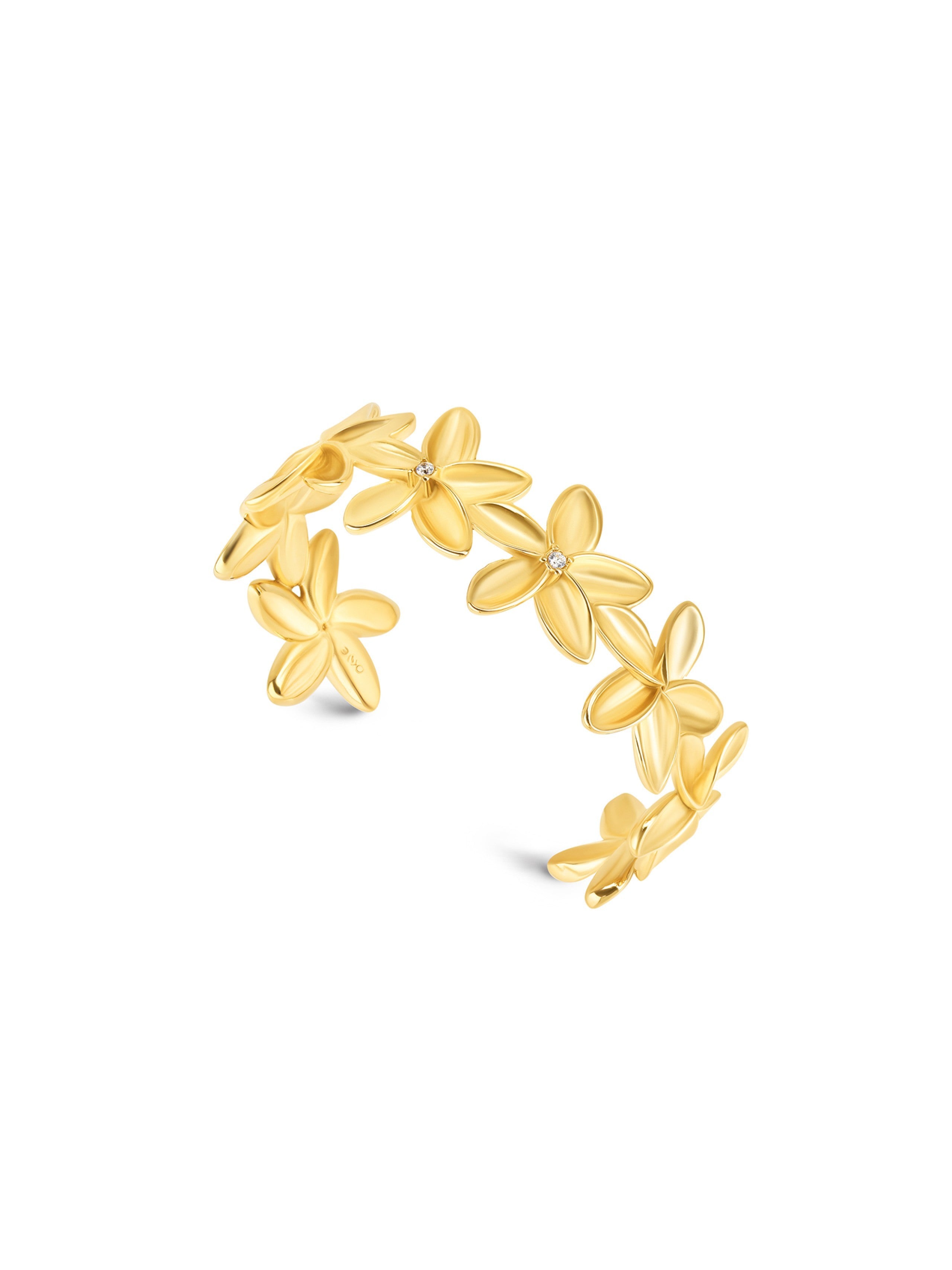 Ana Joalheiros - Pulseiras Douradas - Pulseira One Fleur Crystal Golden OJPFB02G