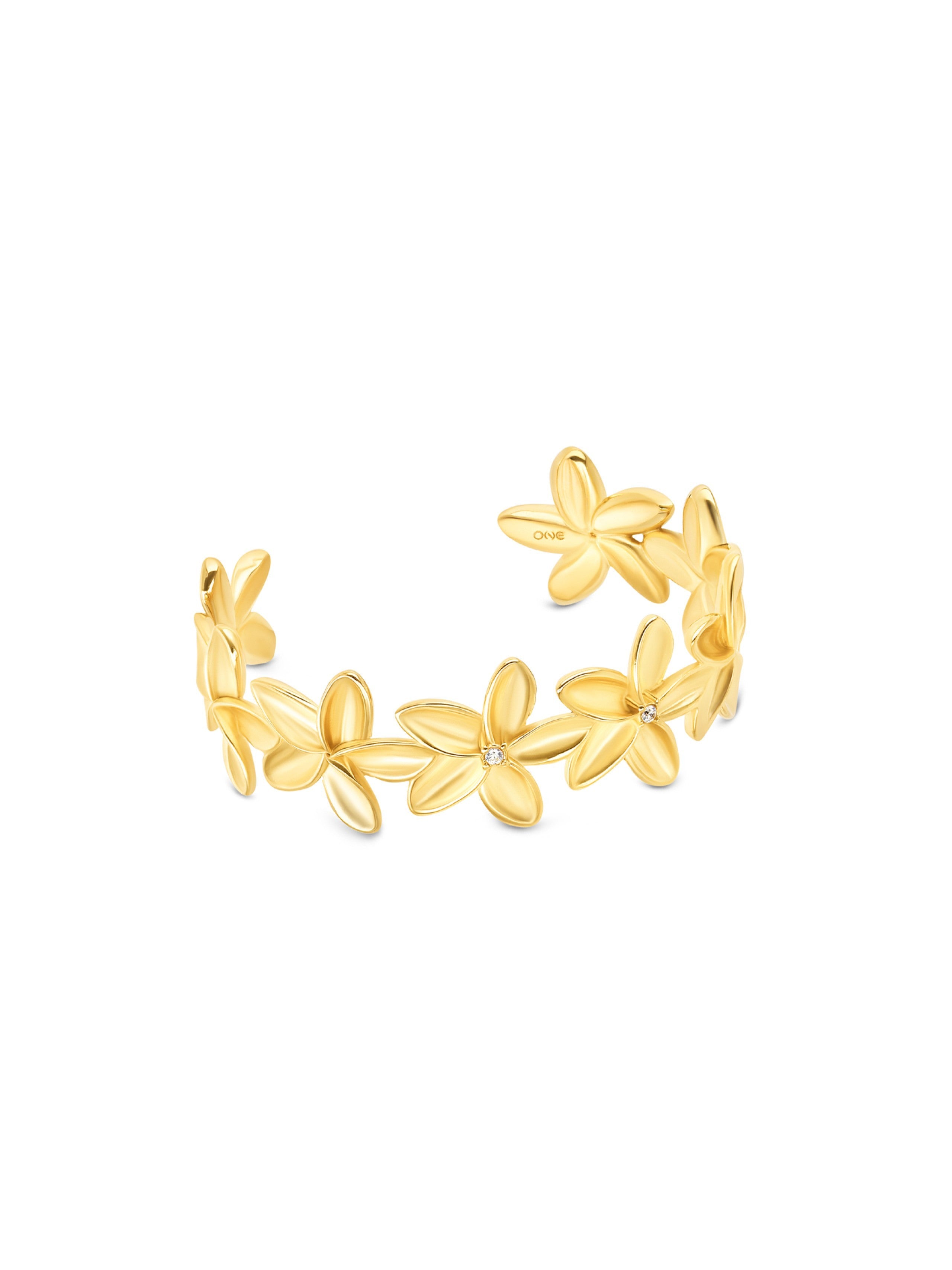 Ana Joalheiros - Pulseiras One - Pulseira One Fleur Crystal Golden OJPFB02G