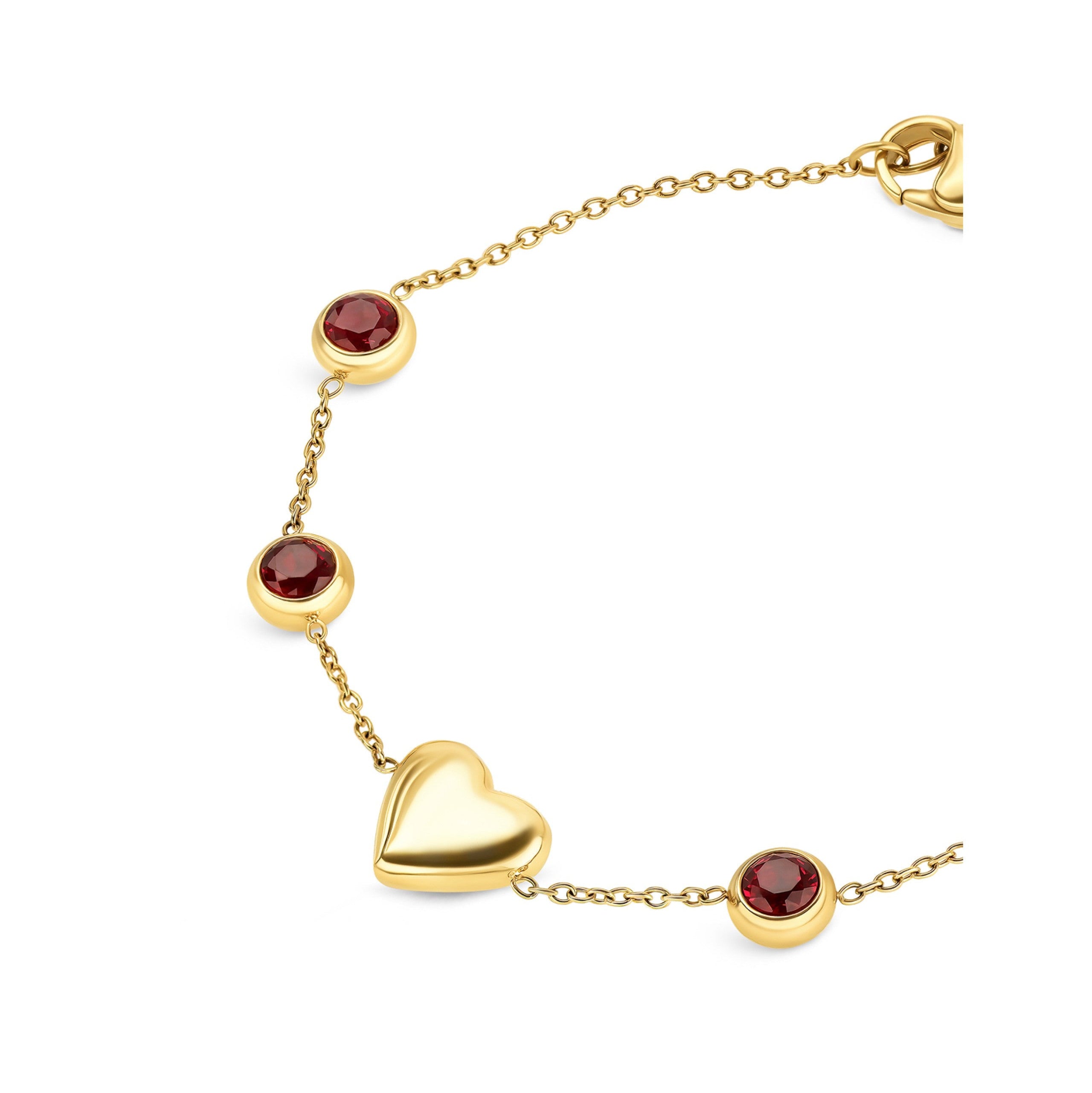 Ana Joalheiros - Pulseiras One - Pulseira One Red Spark Golden OJRDB01G Coração Detalhes