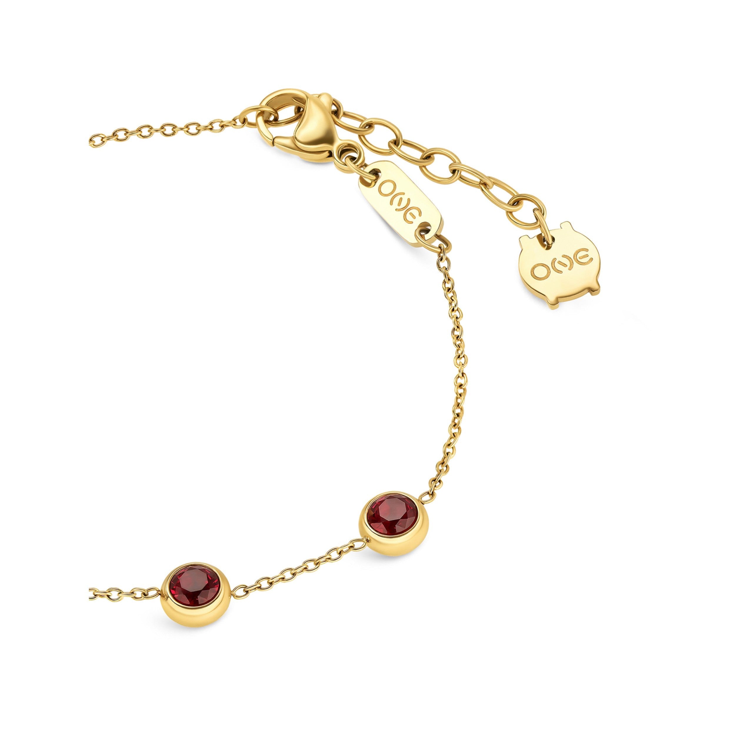 Ana Joalheiros - Pulseiras One - Pulseira One Red Spark Golden OJRDB01G pulso