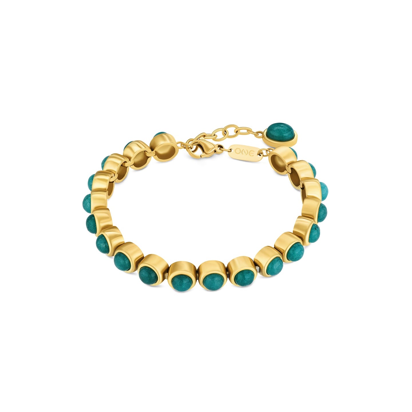 Ana Joalheiros - Pulseiras Douradas - Pulseira One Salina Tiny Deep Green OJBA57G
