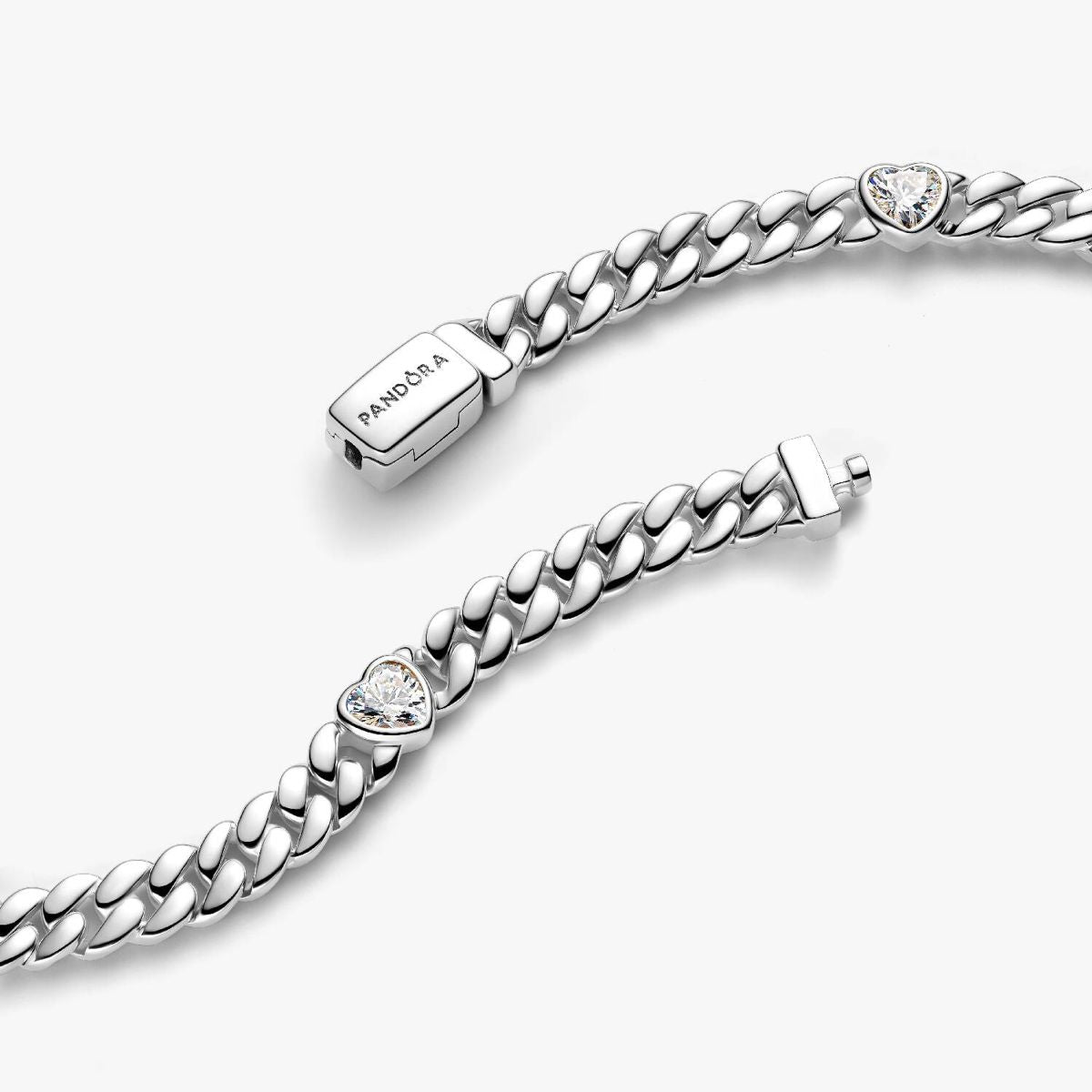 Ana Joalheiros - Pulseiras Prata - Pulseira Pandora Corrente Cubana Zircónia 594226C01-18 Fecho