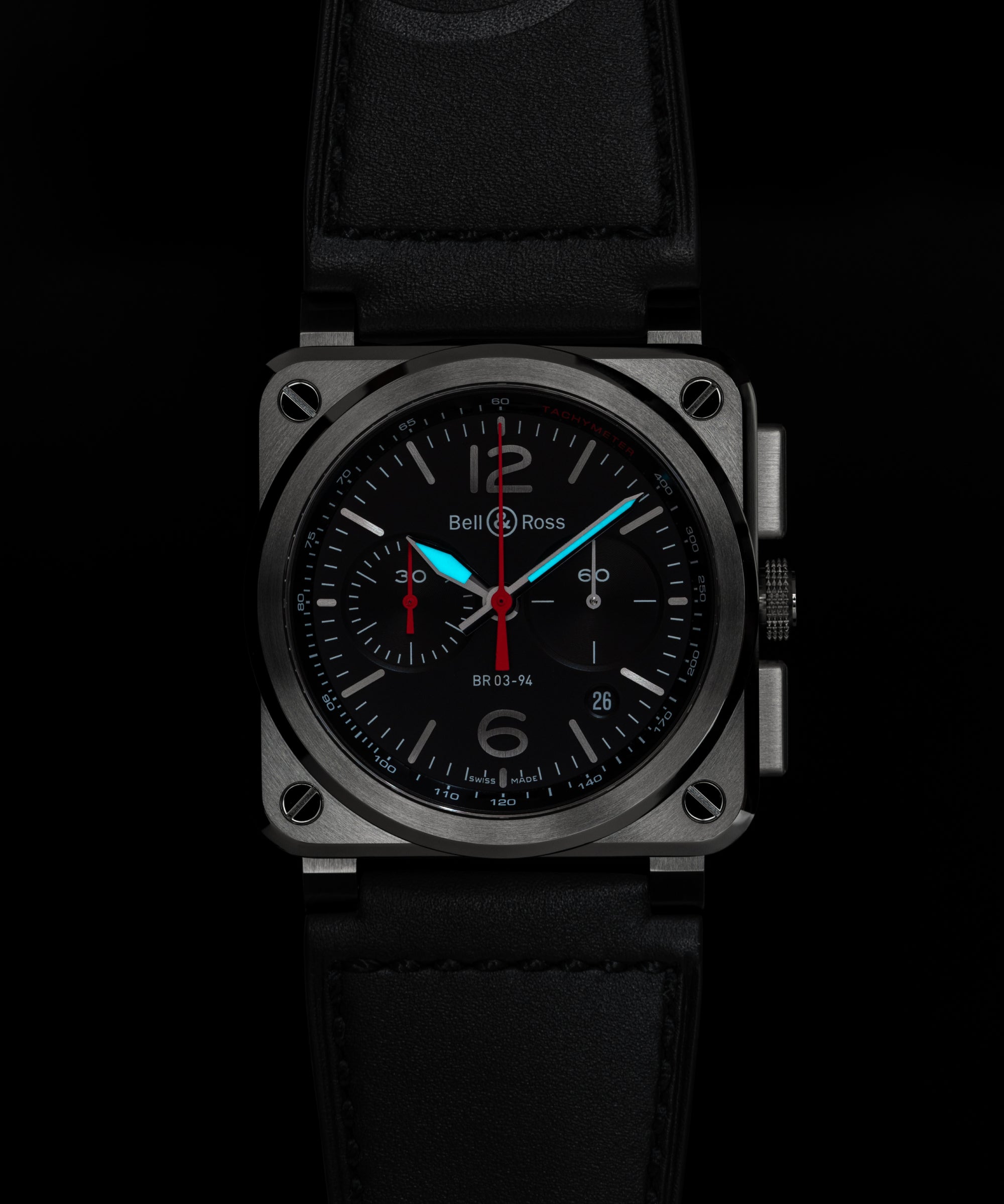 Ana Joalheiros - Relógios Bell & Ross - Relógio para homem Bell & Ross BR 03-94 BLACK STEEL BR0394-BLC-ST/SCA Luminova
