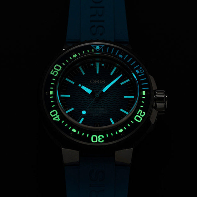 Ana Joalheiros - Relógios Oris - Relógio para homem Oris Aquis Pro 4000m OR400.7777.7155-SET luminosidade