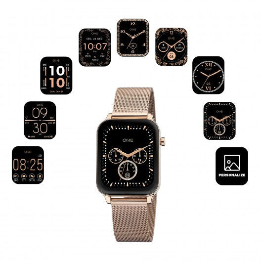 Ana Joalheiros - Relógios One - Relógio Smartwatch Mulher One MagicCall Rose Gold Mesh OSW9626RM41L Display