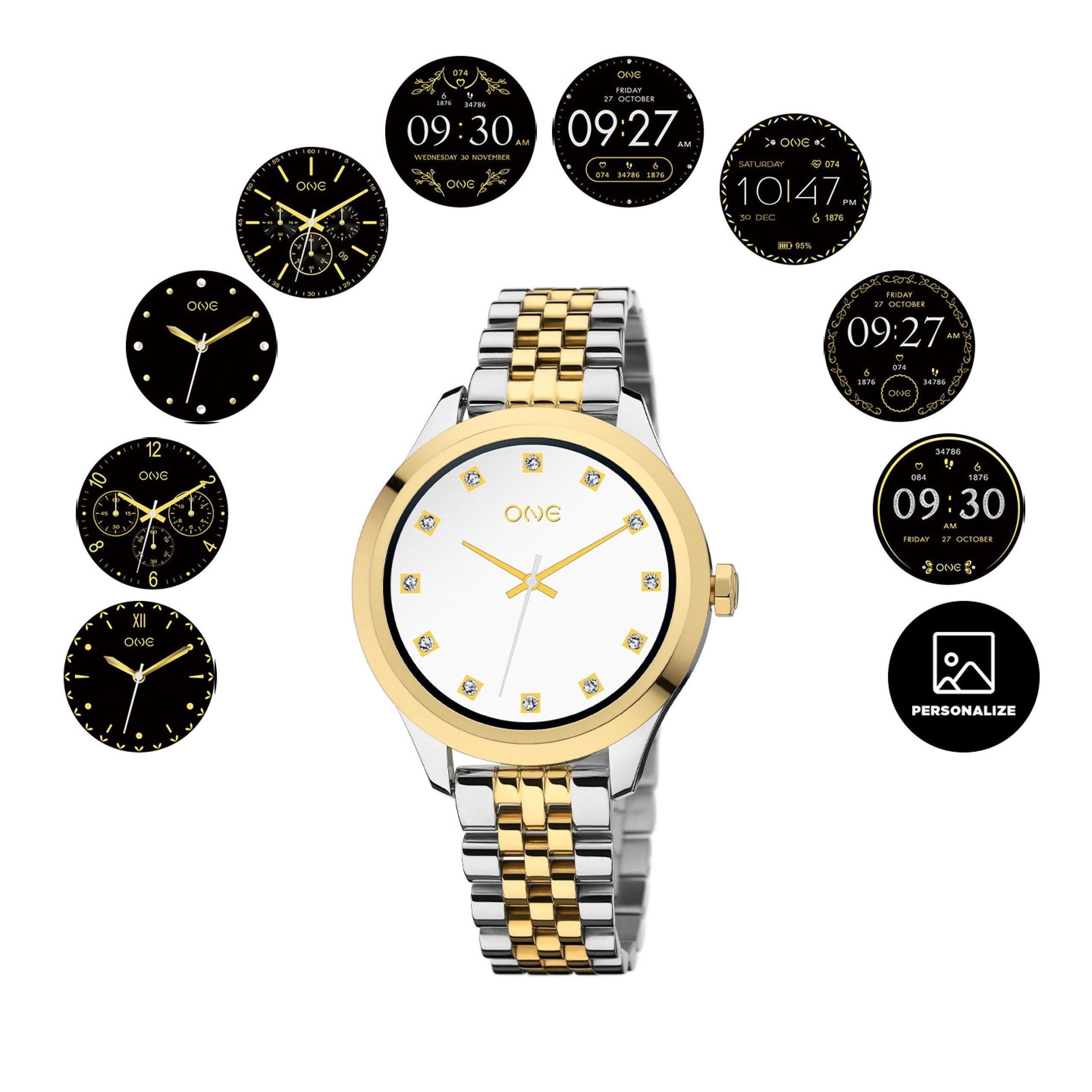 Ana Joalheiros - Relógios One - Relógio Smartwatch Mulher One Mini Bicolor Links OSW0025BL51D Display