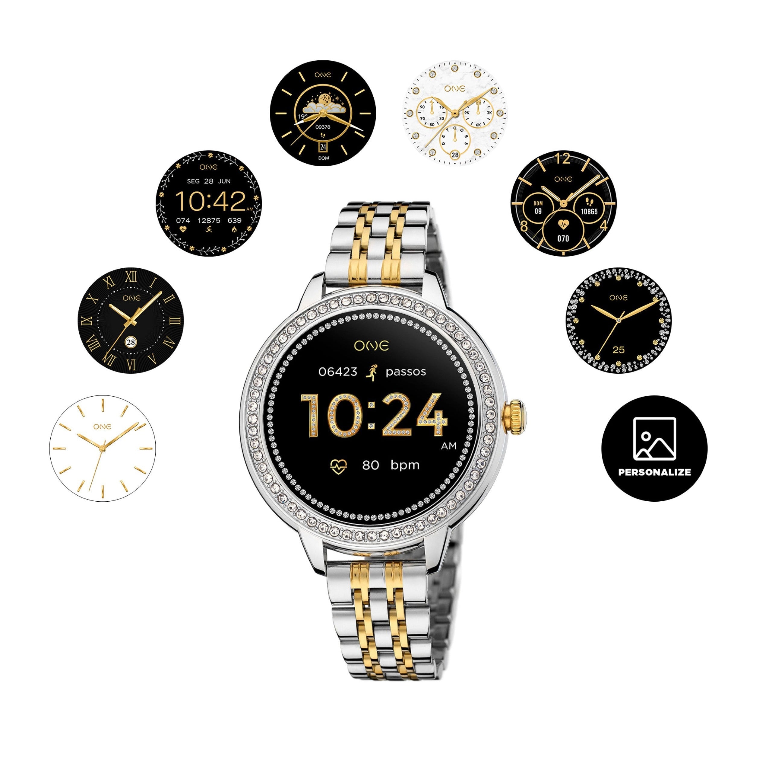 Ana Joalheiros - Relógios One - Relógio Smartwatch Mulher One Mini Spark Bicolor Links OSW9811BL51L Display