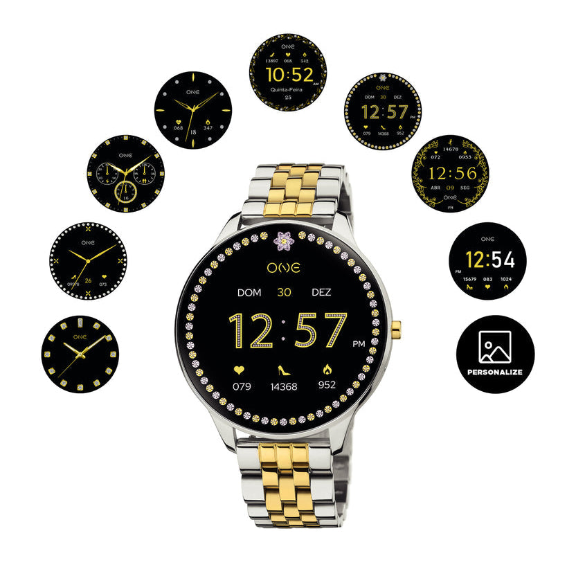 Ana Joalheiros - Relógios One - Relógio Smartwatch Mulher One Slim Bicolor Links OSW4191BL61L Display