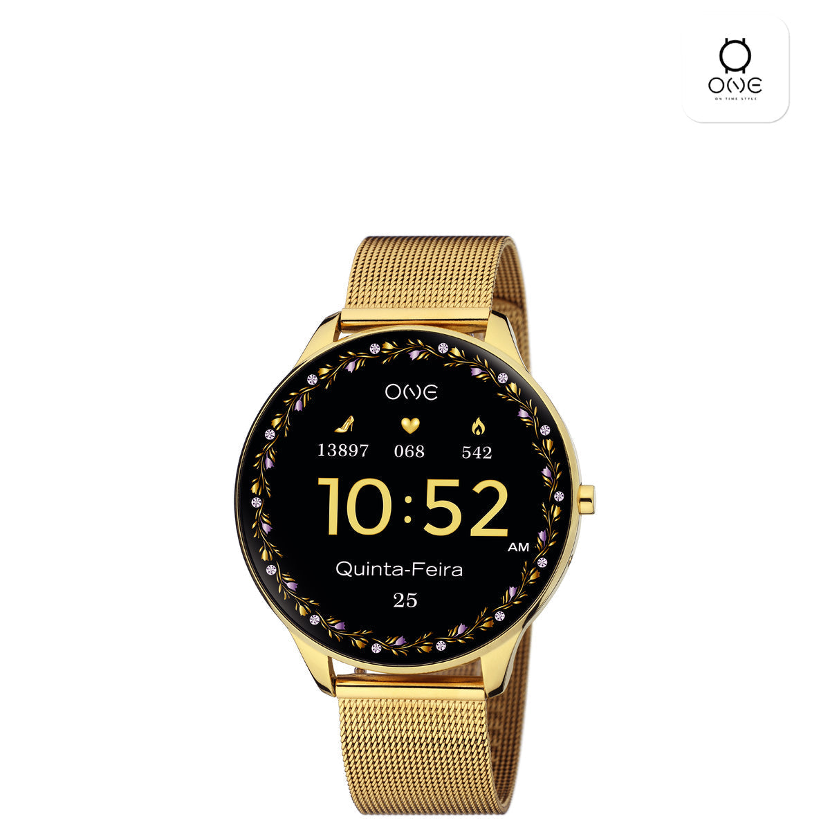 Ana Joalheiros - Relógios One - Relógio Smartwatch Mulher One Slim Gold Mesh OSW4191GM61L na app