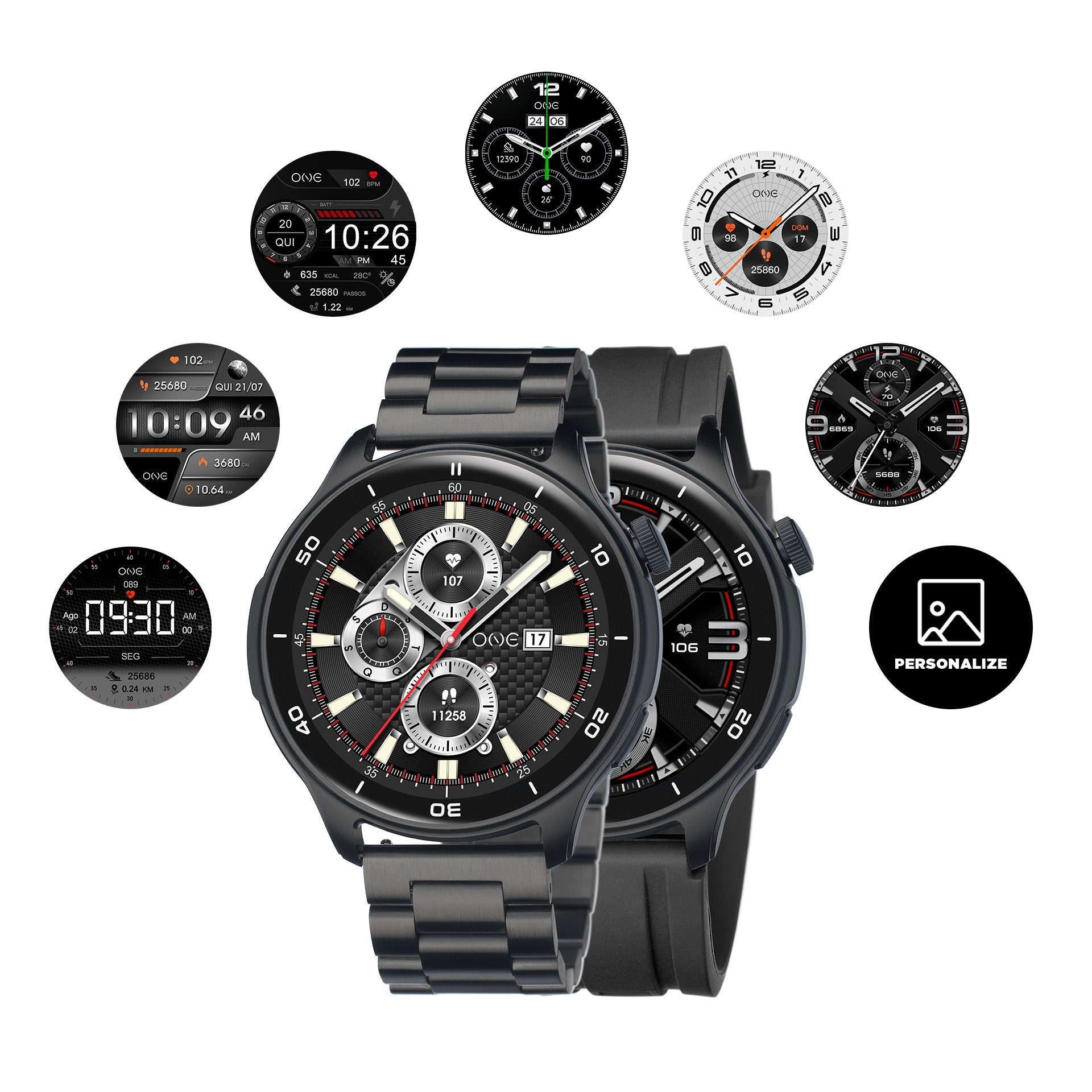 Ana Joalheiros - Relógios One - Relógio Smartwatch Homem One Smartwatch One Men Explorer GPS Black OSW9822BB51L Display