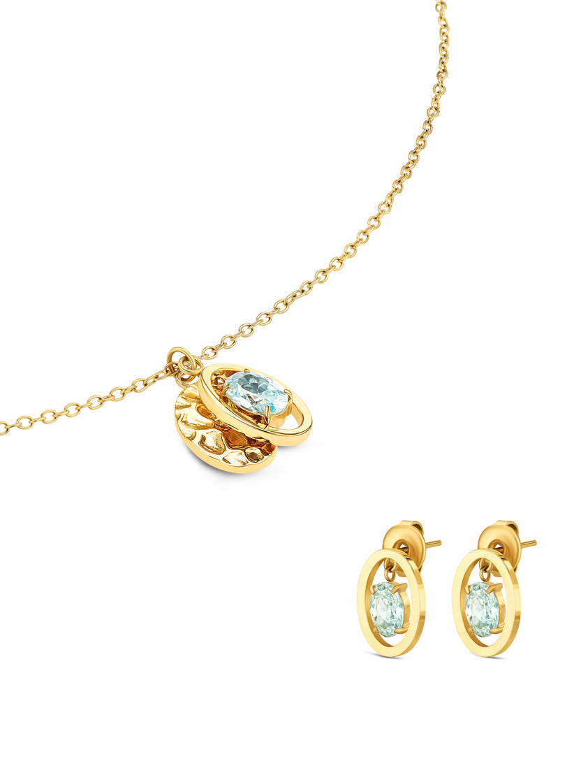 Set Colar & Brincos One Birthstone March OJSET24G03