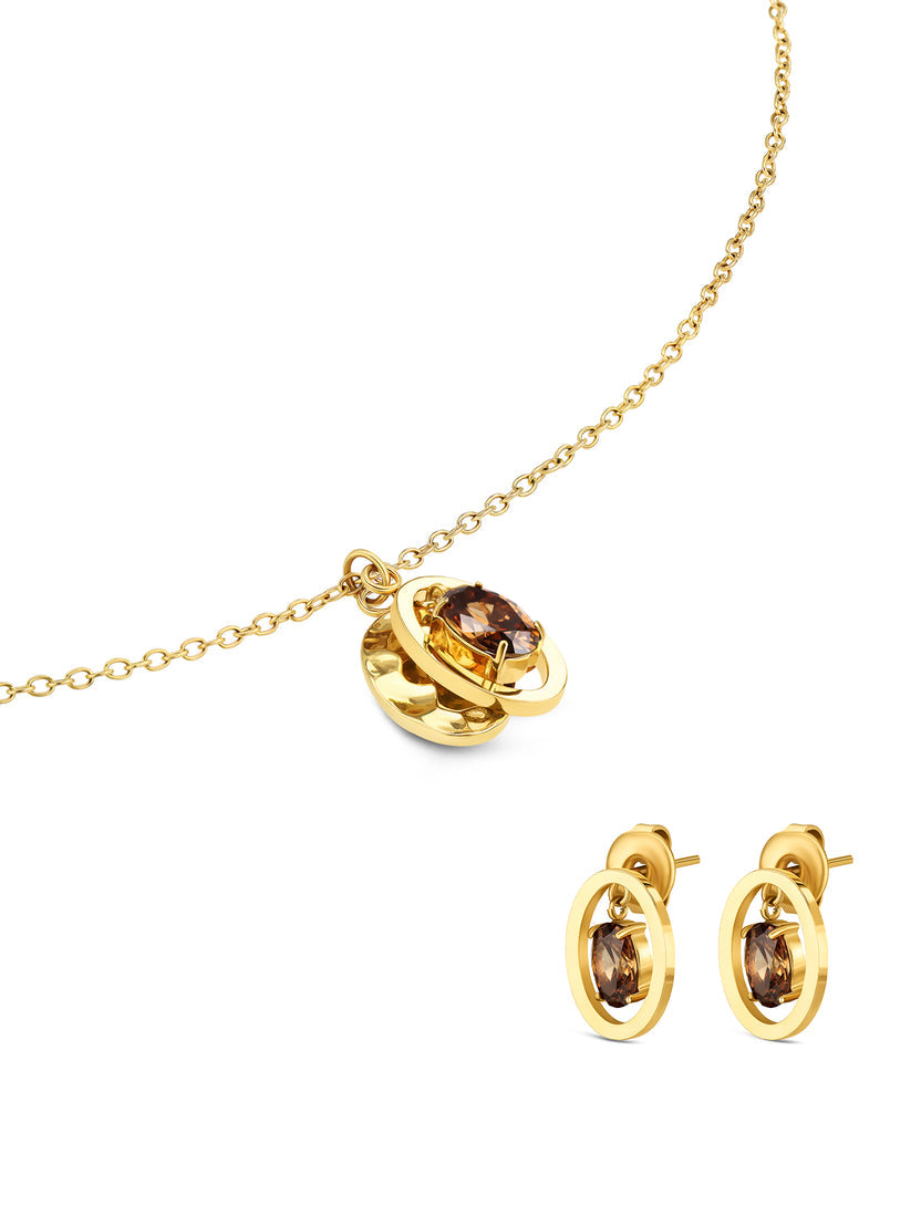 Set Colar & Brincos One Birthstone November OJSET24G11