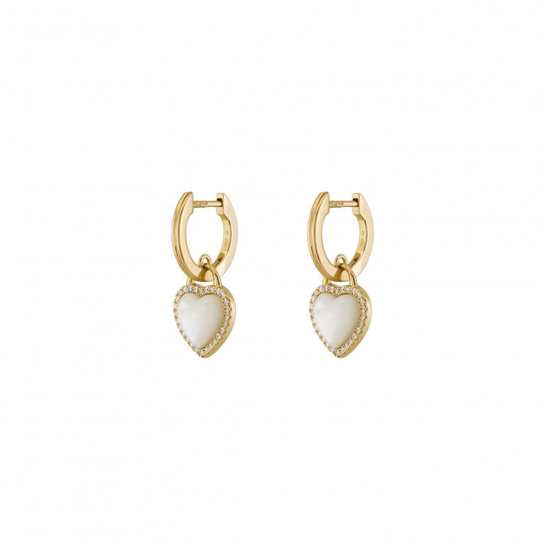 BRINCOS UNIKE  HEART MOTHER OF PEARL GOLD - Ana Joalheiros