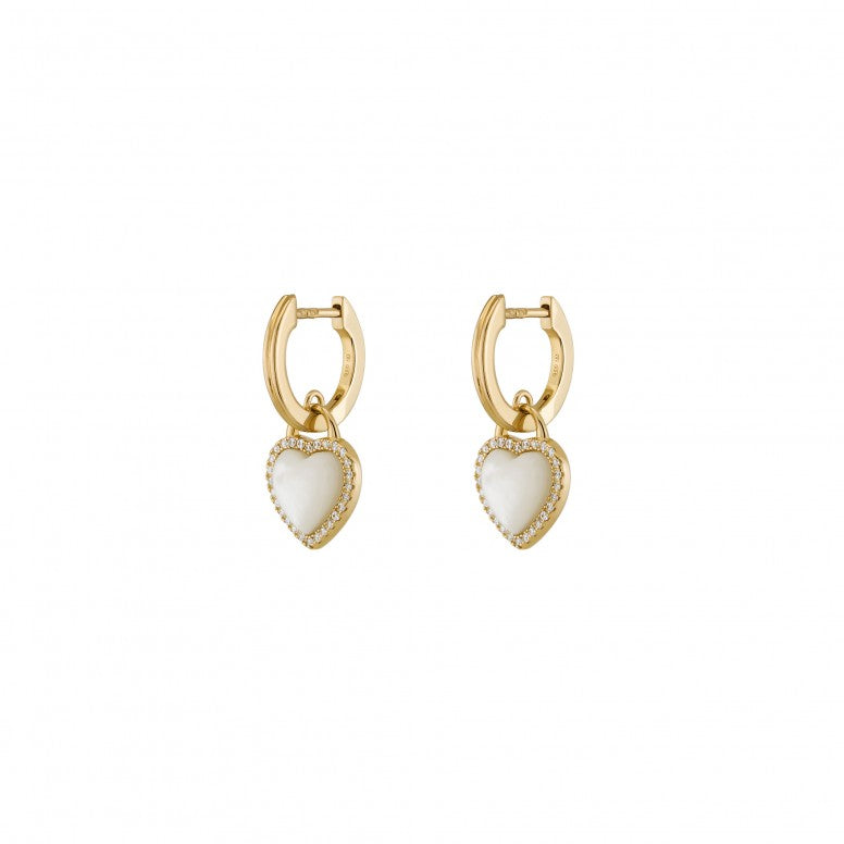 BRINCOS UNIKE HEART MOTHER OF PEARL GOLD - Ana Joalheiros