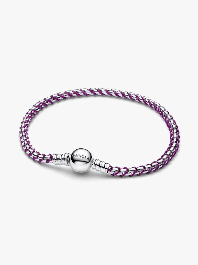 Pulseira Pandora Corrente Caixa Cordão Lilás