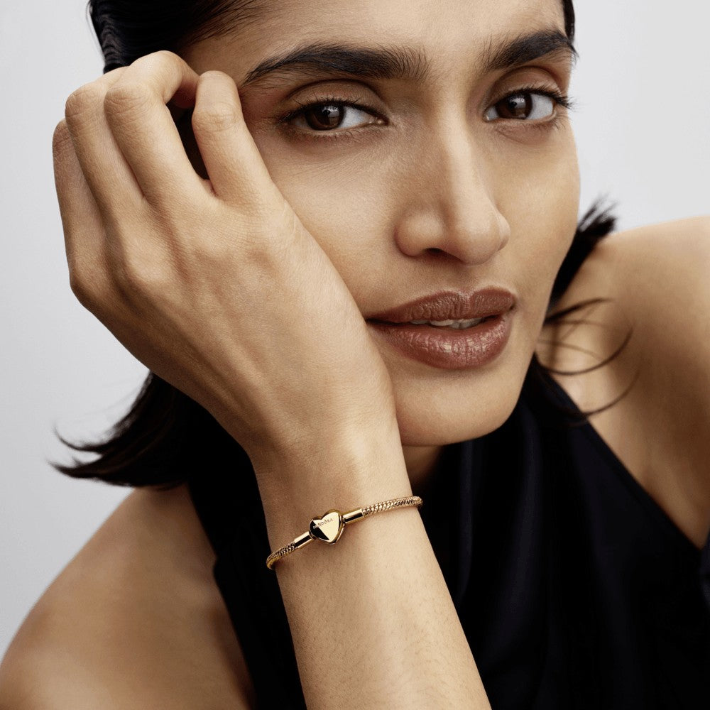 Pulseira Pandora Maleavel E Fecho Coracao Polido