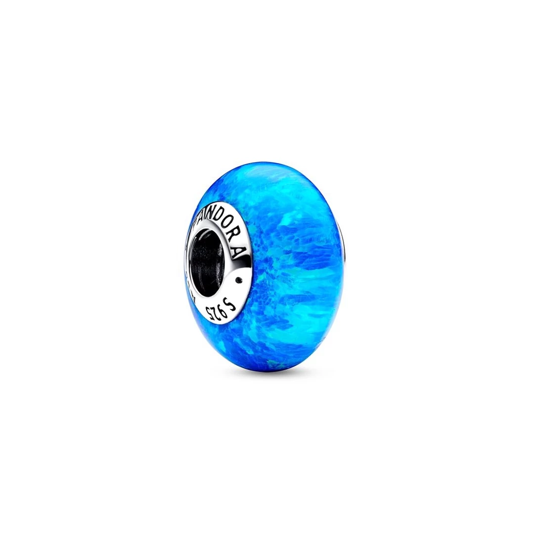 Contas Pandora Sterling silver charm with deep blue lab-created opal - Ana Joalheiros