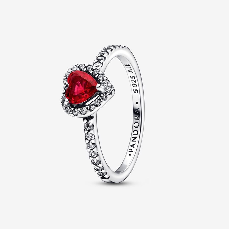 Anel Pandora Sparkling REd Elevated Heart - Ana Joalheiros