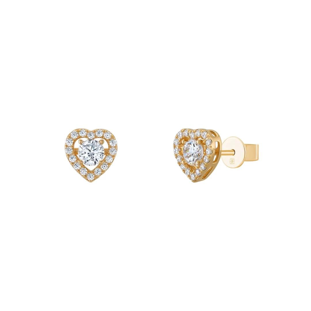 BRINCOS UNIKE SOLITAIRE HEART GOLD - Ana Joalheiros