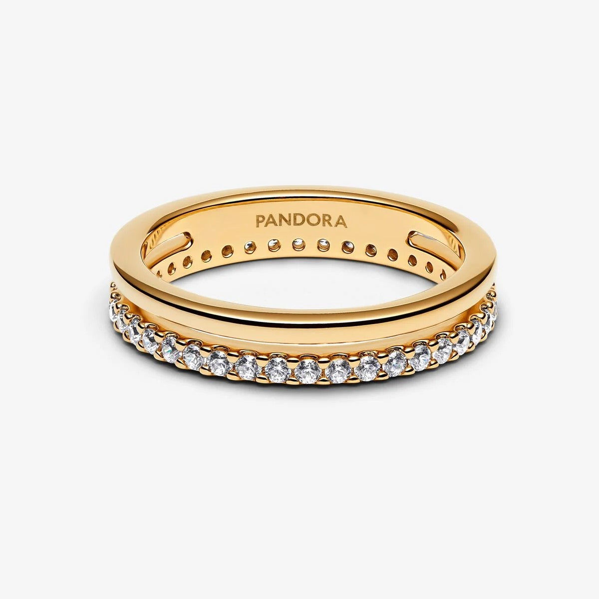 Anel Pandora 14k Gold-plated ring with clear cubic zirconia - Ana Joalheiros