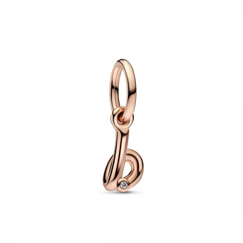 Berloque Prata e Ouro 14k PANDORA LETTER B - Ana Joalheiros