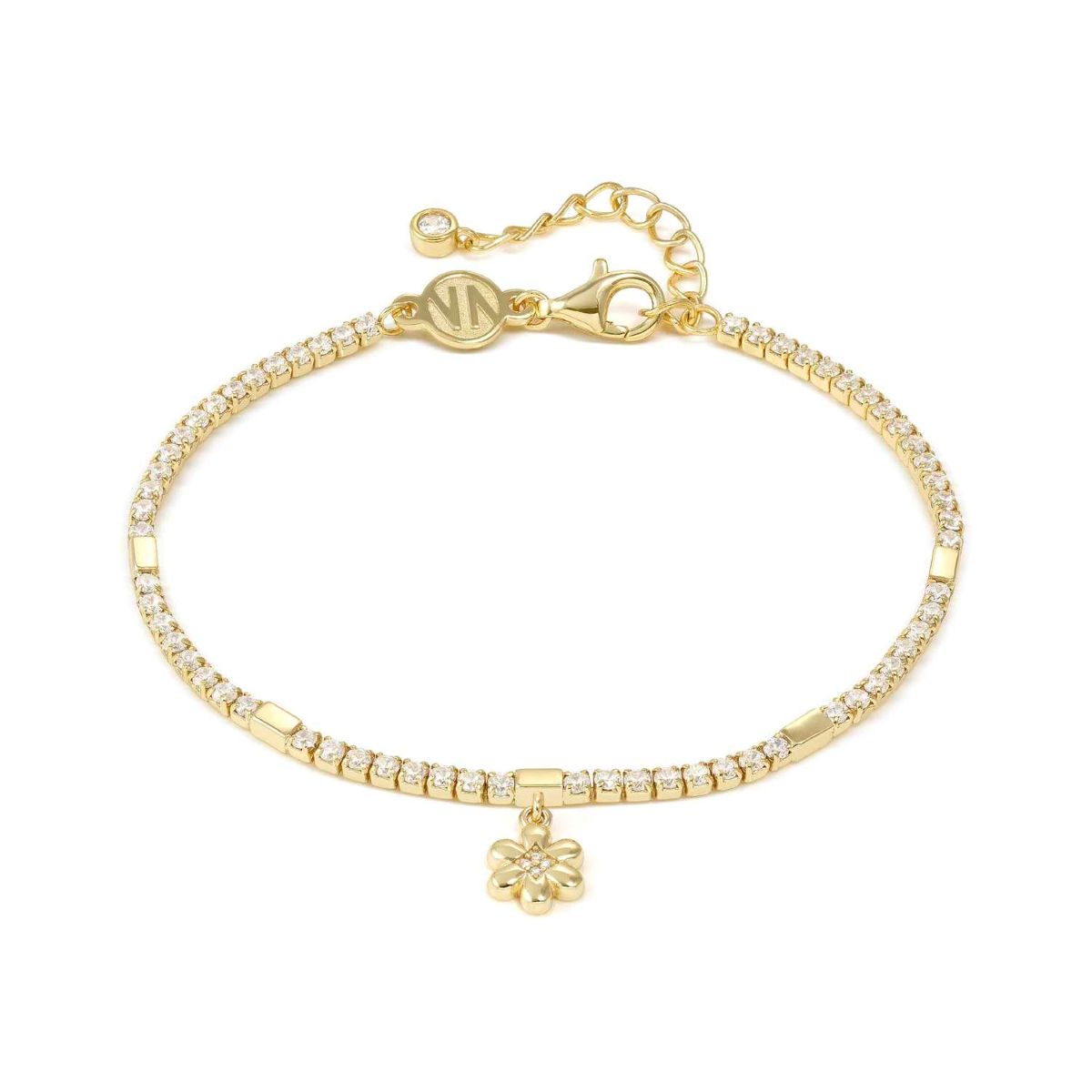 Pulseira Nomination Petit Sparkle Flor com Zircónias Dourada