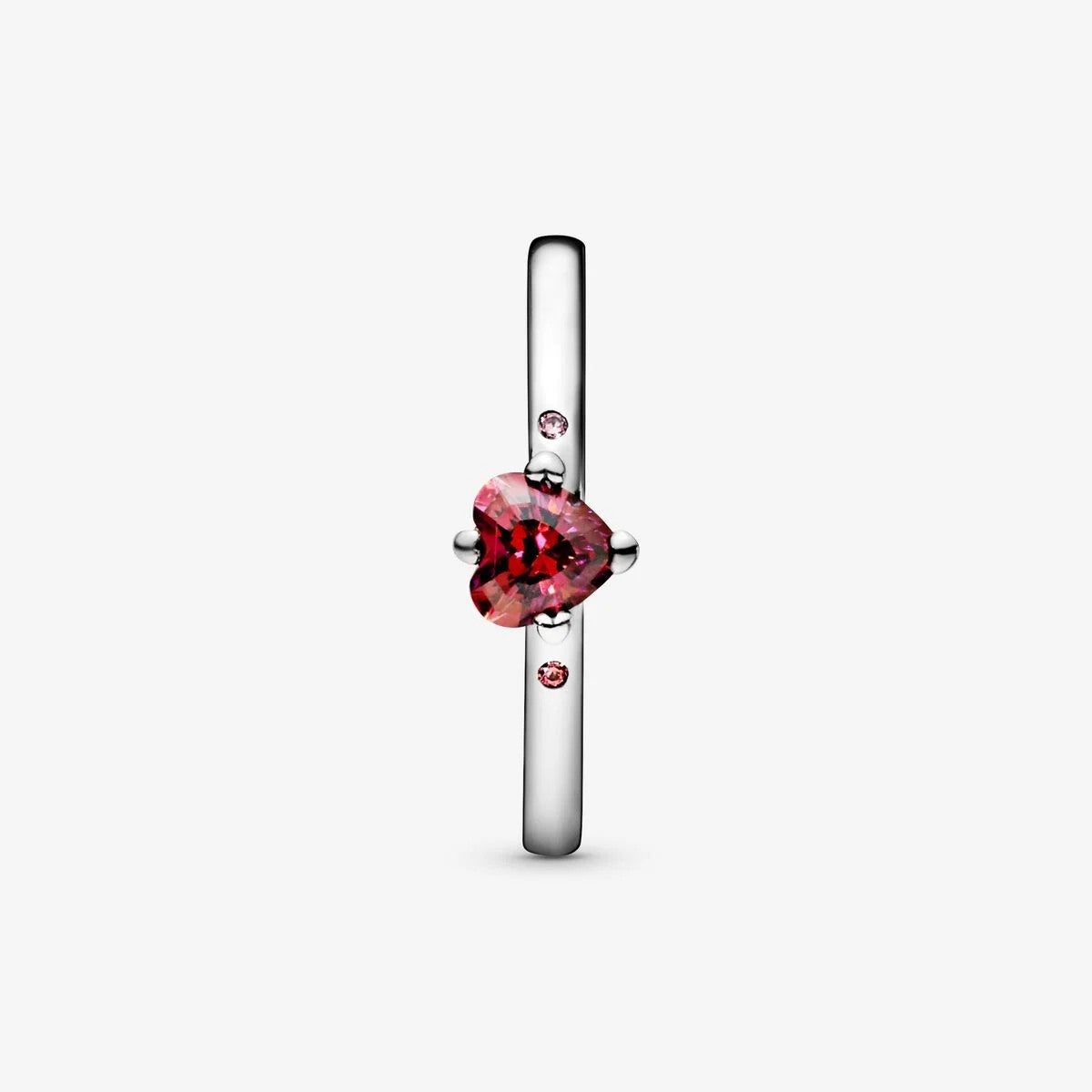 Anel Pandora Heart silver ring with red, fancy pink - Ana Joalheiros