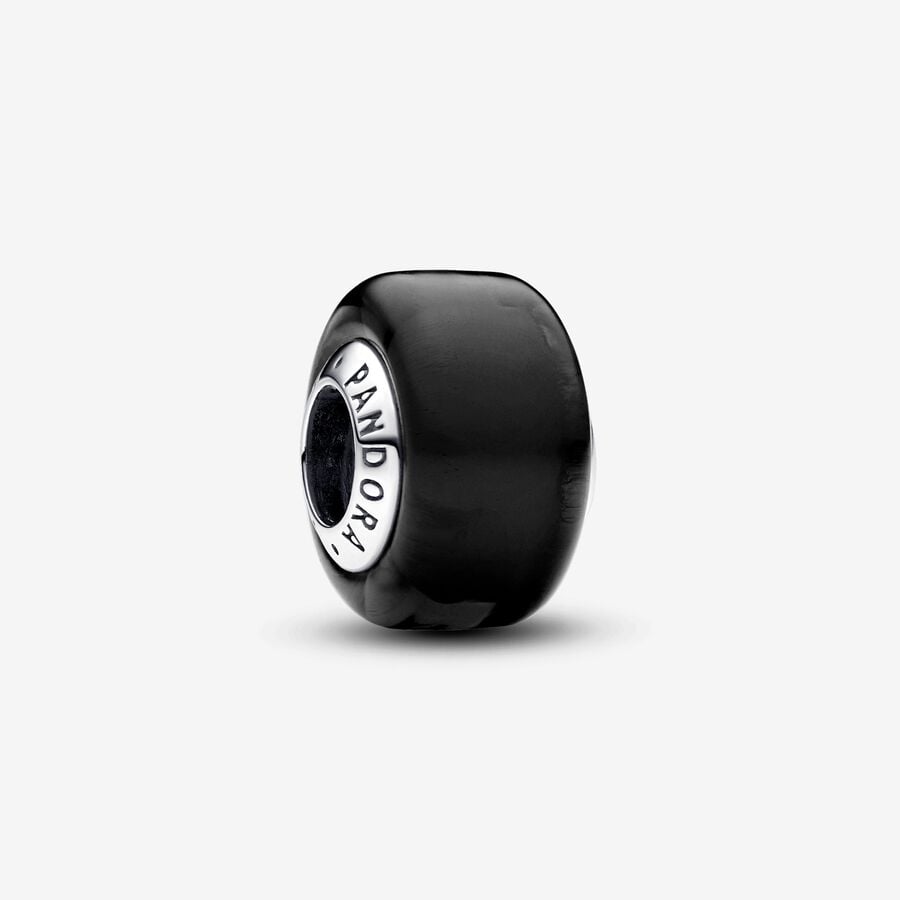 Charm Pandora Sterling silver charm with black Murano glass - Ana Joalheiros