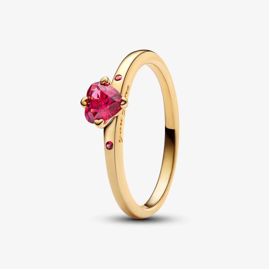 Anel Heart Pandora 14K Gold Cherries Jubilee Red - Ana Joalheiros