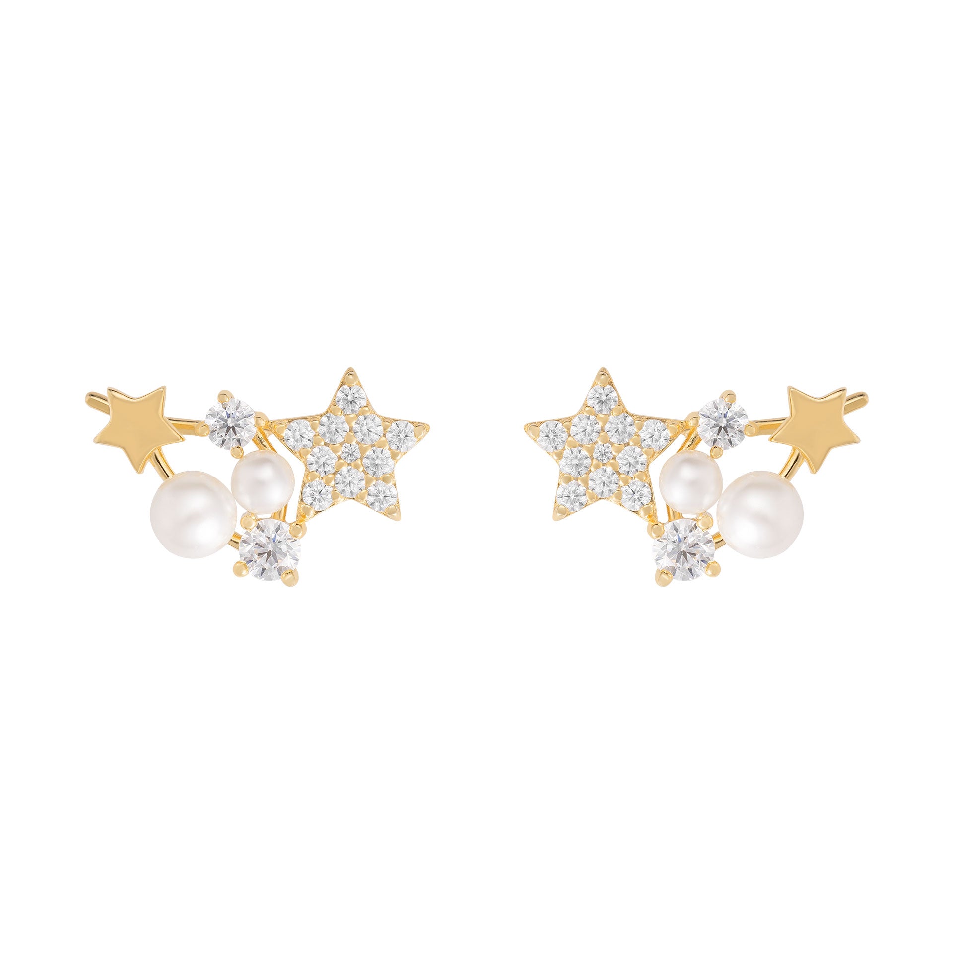 Brincos Unike Matchy Estrelas & Pérolas