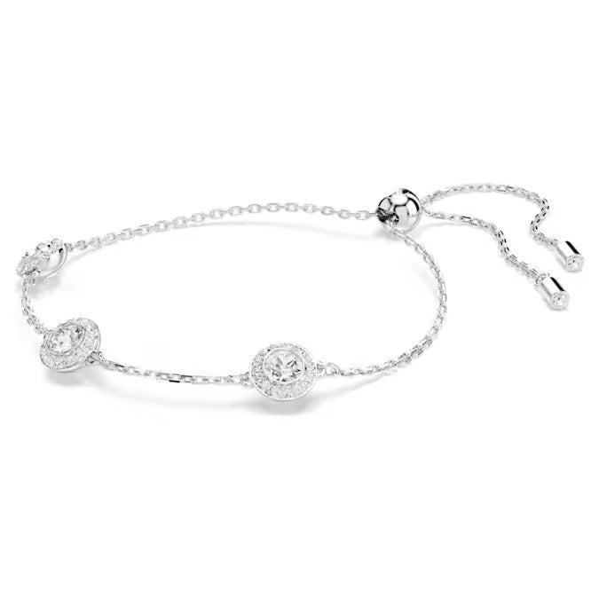 Pulseira Swarovski Lapidação redonda, Motivos de dupla face, Branca, Lacado a ródio
