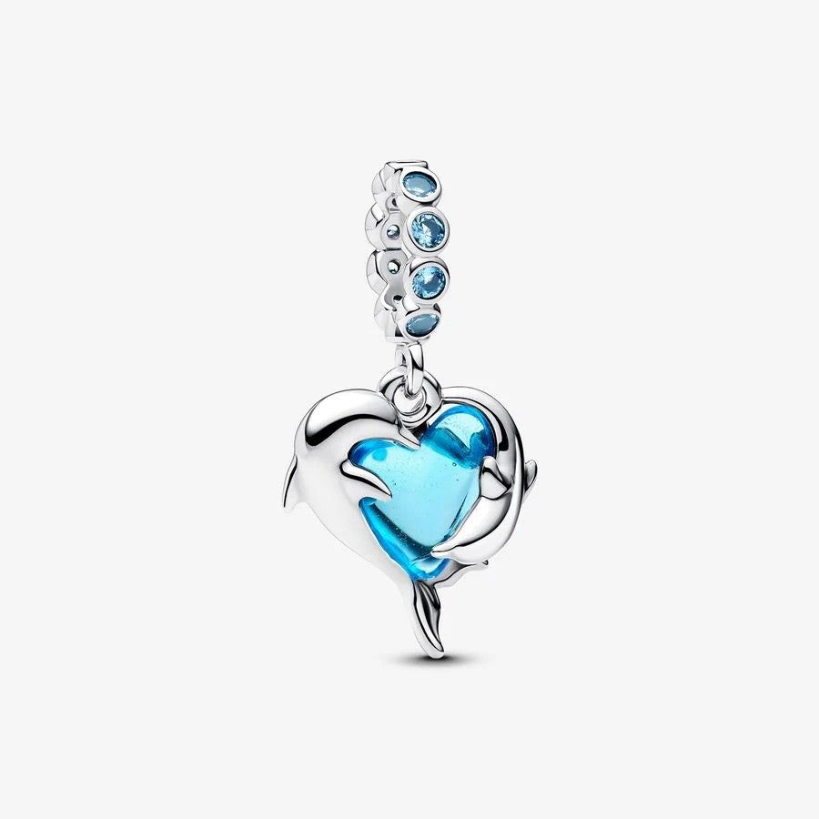 Pendente Pandora Dolphins Aqua Murano - Ana Joalheiros