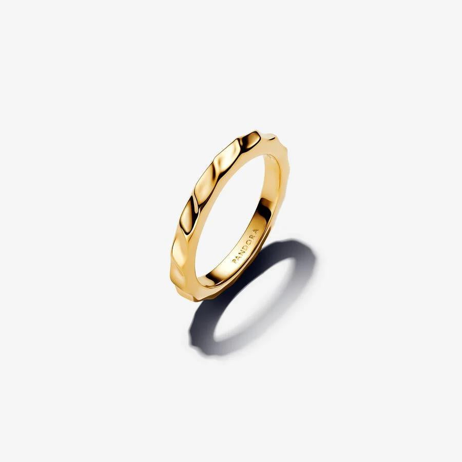 Anel Pandora Rippled 14k gold-plated ring - Ana Joalheiros