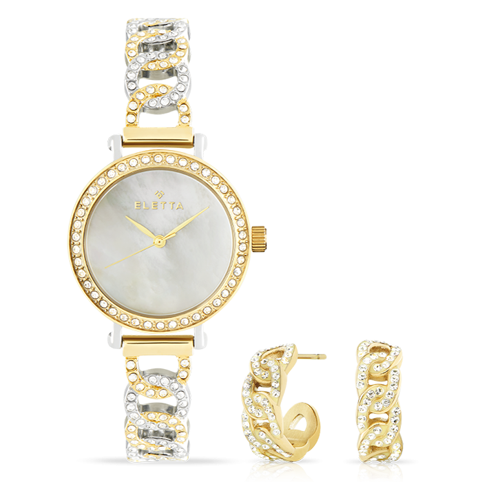 Relógio Eletta Box Celebraçao Prateado e Dourado