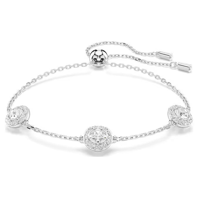 Swarovski bracelet, round cut, double-sided motifs, white, rhodium lacquered.