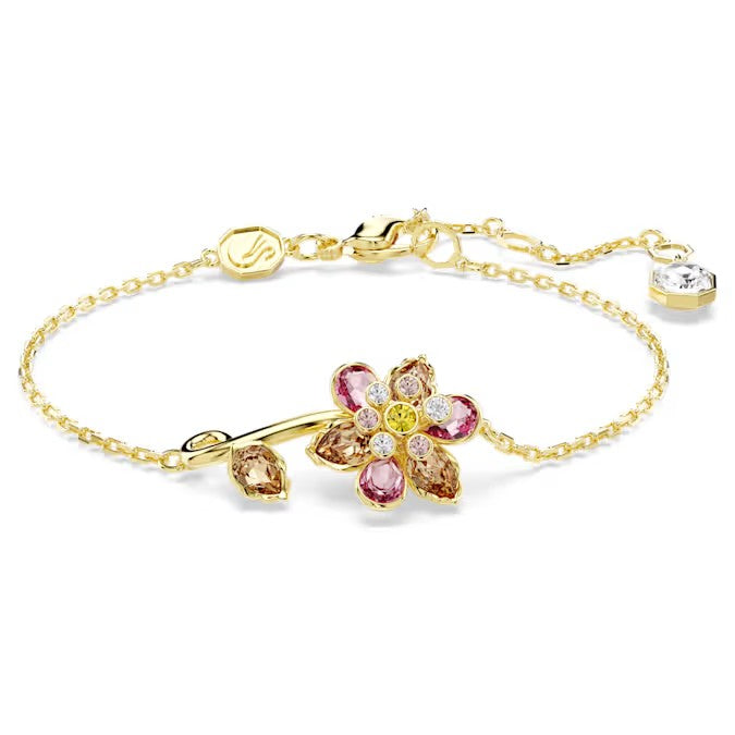Pulseira Swarovski Idyllia Combinação de lapidações, Flor, Multicor, Lacado a dourado