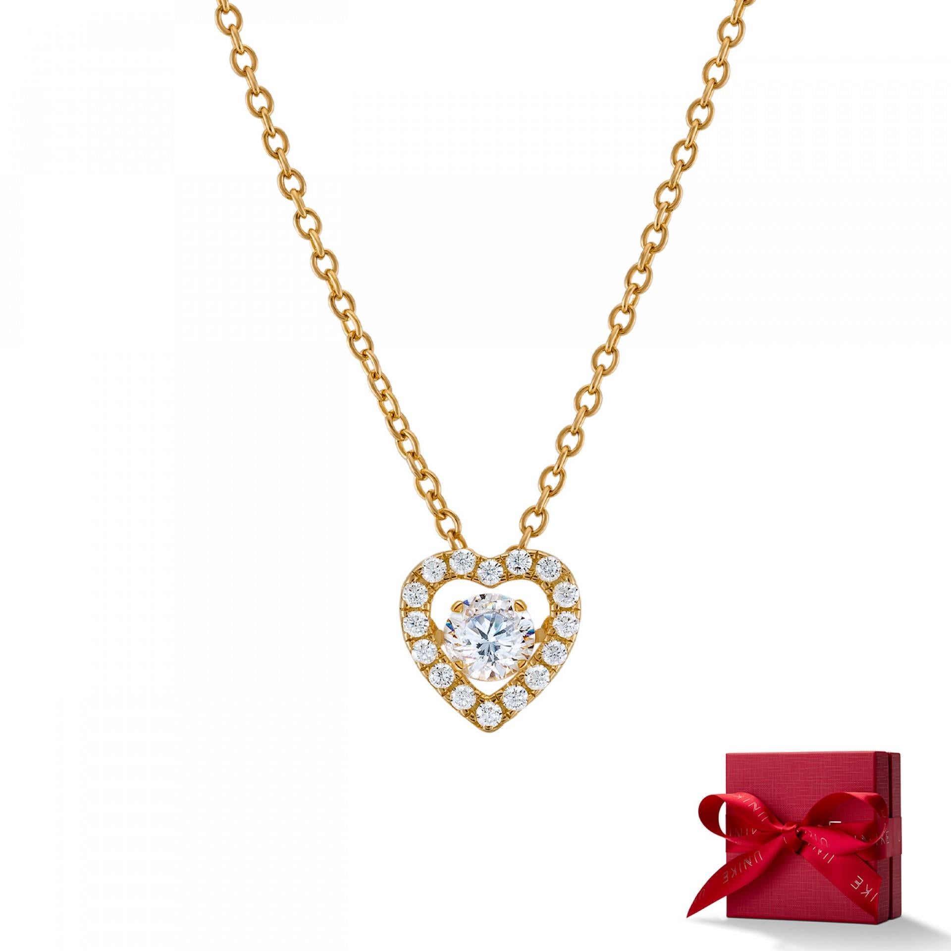 COLAR UNIKE SOLITAIRE HEART GOLD - Ana Joalheiros