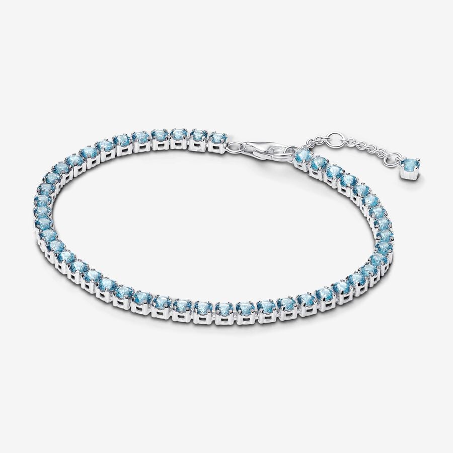 Pulseira Pandora Sterling silver tennis aquamarine cristal - Ana Joalheiros