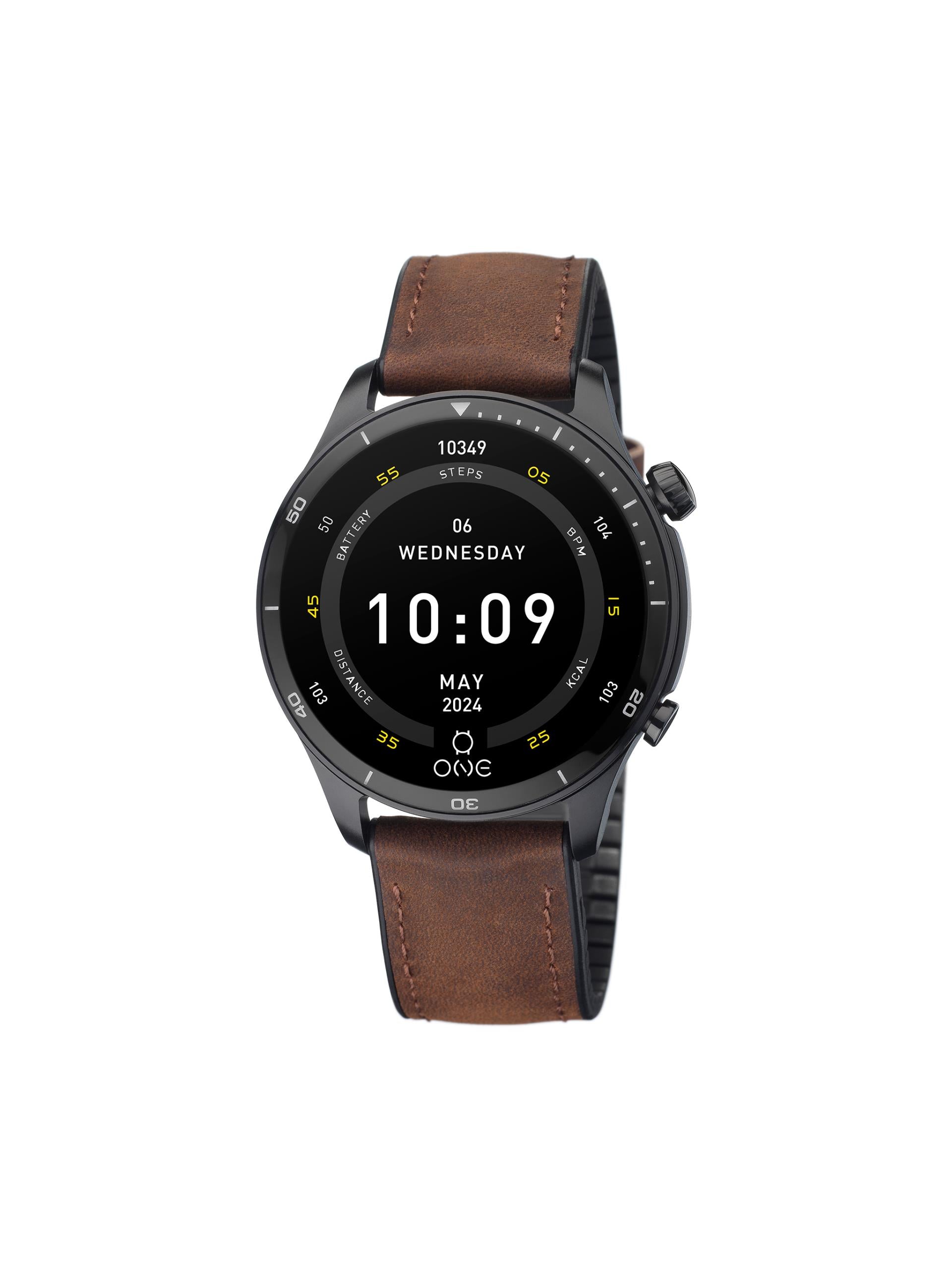 Smartwatch One Men Alphacall Brown Leather - Ana Joalheiros