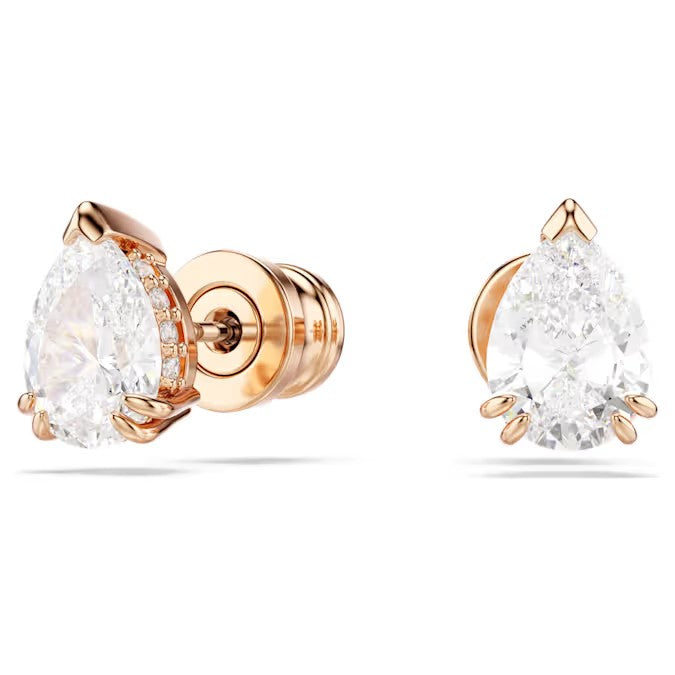 Brincos Swarovski stud Stilla
Lapidação pera, Branco, Lacado a rosa dourado
