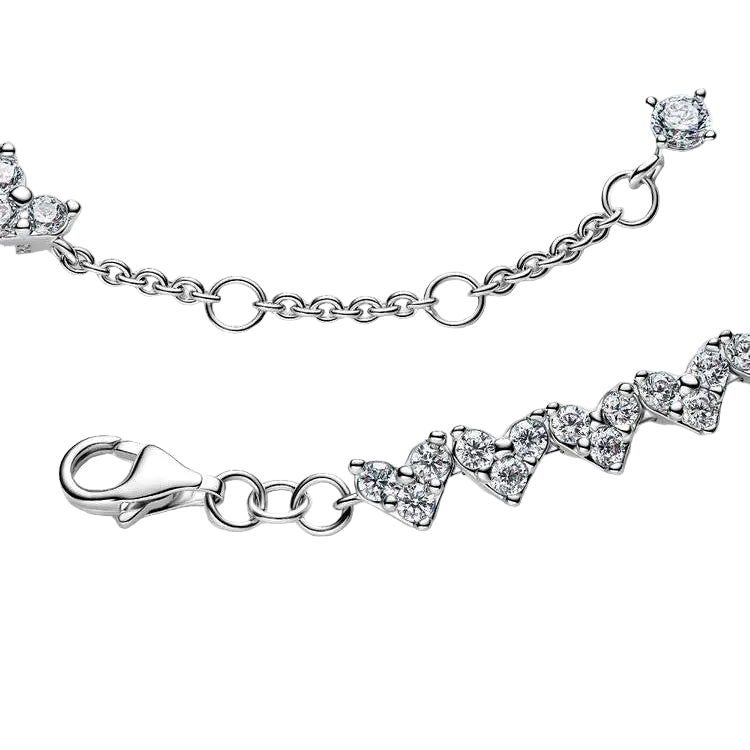 Pulseira Pandora Coração Pedra Tripla