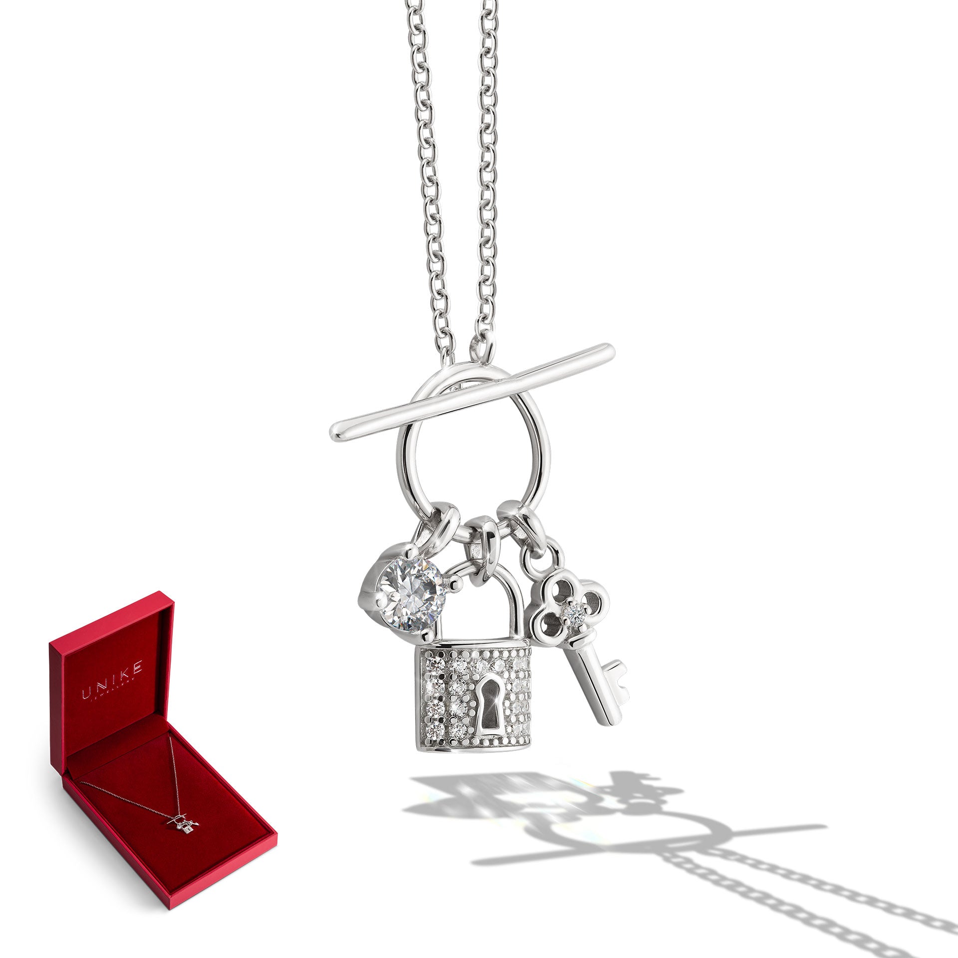 COLAR UNIKE VALENTINES KEY AND LOCKET SILVER